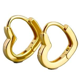 Heart Hoop Earrings, Huggie Hoop Earrings, Silver Earrings, Thick Hoops Nwt